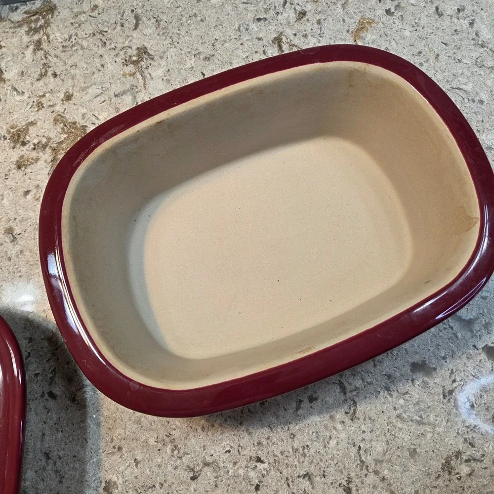 Pampered Chef Deep Covered Baker Cranberry Burgundy Stoneware 3.1 Qt 2101 USA